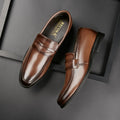 Men's Dress Shoes Comfortable Classic Genuine Leather Retro Shoes Anti-Slip for Spring Winter Business Casual Wear