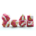 Handmade 16mm Polyhedral Silicone Dice Set Red White Gold Number 7pcs for DND Games