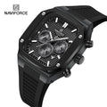 NAVIFORCE 8037 BBB Luxury Mens Fashion Business Wristwatch Quartz Chronograph 24 Hours Watch Fumed Silica Strap Relojs