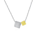 CZCITY Two Color Square Geometric Minimalist 925 Sterling Silver Jewelry Double Gold Plated Little Girl Necklaces