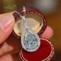 Silver 925 Original 12 Carat Diamond Test Past Brilliant Cut Blue Water Drop Moissanite Pendant Necklace for Women Fine Jewelry
