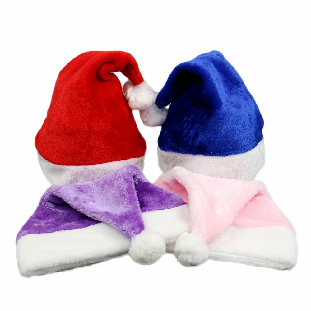 Wholesale Custom Adult Children Santa Claus Hats Xmas Cap Plush Christmas Hats for Party Holiday