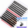 Free Sample 20d 30d 40d 50d Fluffy Diy Cluster Eyelashes Kit Custom logo C/d Curl 8-16mm Segment Fans Diy Lash Cluster Glue