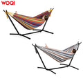 WOQI Double Hammock with Bracket 2-person Heavy-duty Outdoor Garden Yard Standing Hammock and Portable Handbag