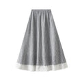 Plaid Women's Skirt Korean Style Empire Casual Elastic Waist Mid-Calf Lace A-line Eco-Friendly 2025 Spring Summer