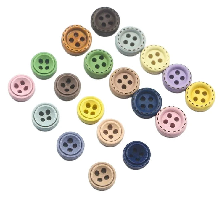 Wholesale 10mm Round Button 4 Holes Wooden Button for Kids Clothing Crafts