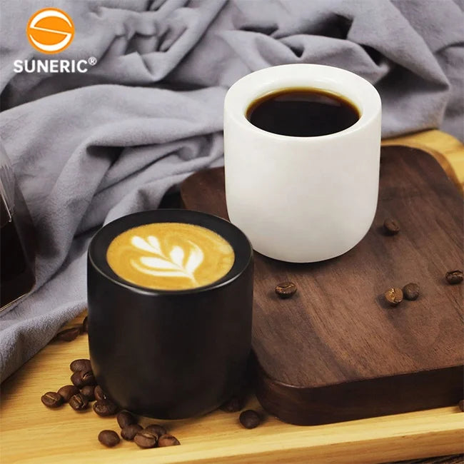 Modern Solid Color 100ml 2pcs Set Latte Mugs Thickened Ceramic Espresso Mug Porcelain Reusable Coffee Cup
