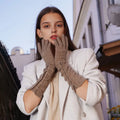2023 AW New Arrival Warm Soft Women Gloves 100% Cashmere Long Style Knitted Mittens Button Plain Knitted Gloves