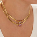 Ins Design Tarnish Free Stainless Steel 18k Snake Chain Choker Necklace Cubic Zirconia Aceccessories