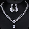 Luxury Bridal Zirconia Jewelry Set Water Drop Big Earrings Necklace Sparkling Cubic Fine Jewelry Jewelry Sets