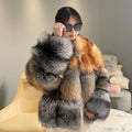 Winter Fashion Lady Real Fur Coat Luxury Silver Fox Fur on the Bottom Natural Red Fox Fur Coats