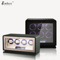 Embers 2024 New V-Series Leather Watch Winder 6 Slots Black Green Orange LED Light Touch Screen Control Luxury Popular