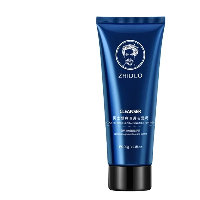 Private Label ZHIDUO Cool Refreshing Cleanser Refreshing Moisturizing Cleansing Blackhead Facial Care Foaming Cleanser for Men