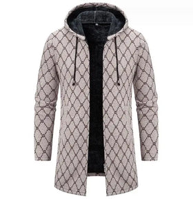 Men's Cardigan Sweater Knitting Winter Full Zipper Long Sleeve Thick Cardigan Knit Long Coat