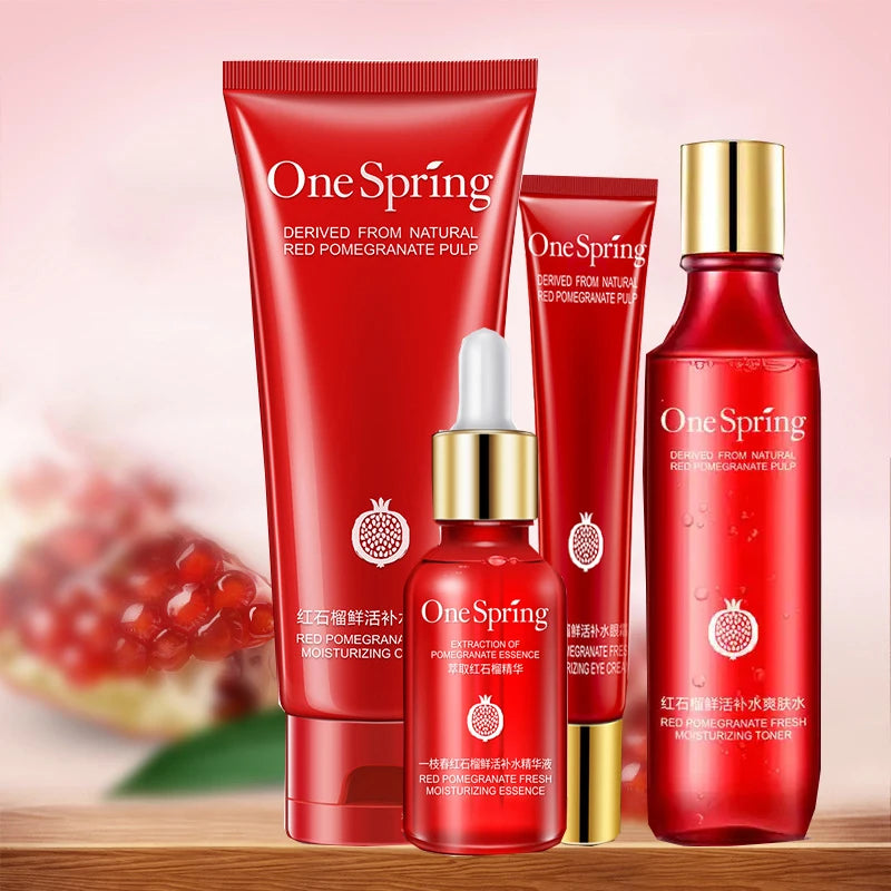 OEM One Spring Best Sale in 2025 Red Pomegranate Natural Organic Beauty Whitening Oil Control Face Cleanser Skin Care Set