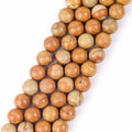 AsVrai U 4/6/8/10/12mm Natural Yellow Wood Jasper Stone Beads Loose Charms Jewelry Making Findings 15.5 Inches DIY Bracelet