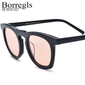 Borregls Matte Acetate Polarized Sunglasses Men 2025 New Designer Retro Vintage Round Sun Glasses Women Mirrored Shades 19342