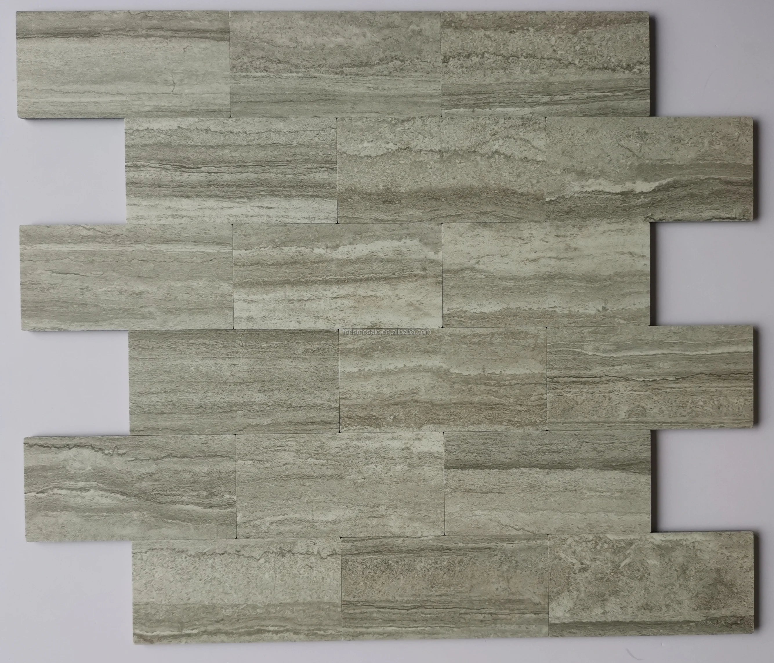 Self-Adhesive Mosaic Tile with Wood Pattern for Backsplash of Kitchen Strip Subway Tile PVC Sticker DIY Peel and Stick Wall Tile