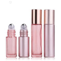 Women 5ml 10ml Rose Gold Shinny Matte Glass Roll on Essential Oil Bottle With Cap