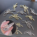 Wholesale Luxury Alloy Bowknot Gold Silver Twinkle Stones 3D Ribbon Nails Art Decoration Nial Art Charms with Monturezz