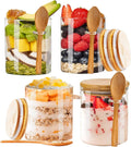 Overnight Oats Containers with Lids 16oz Oats Jars Oatmeal Cups Meal Prep Containers Glass Meal Prep Containers with Lids