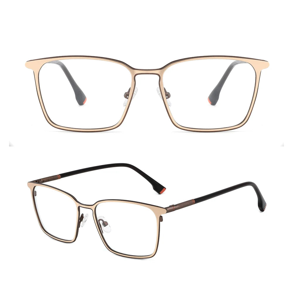 High Quality Men Gold Metal Eyeglasses Frames Computer Blue Light Blocking Square Unisex Eyeglasses Metal Optical Frames
