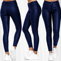 New Fashion Sexy Women Slim Leather Pants Ladies Skinny Stretch Pencil Pants High Waist Long Pant Red Black New Clothing Trouser