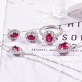 Good Quality Fashion Accessories 925 Silver Jewelry Sets Delicate Lab Grown Ruby Jewelry Set Supplier Gem Stone Ring