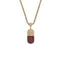 CN240 Men Women's Unisex Gold/Silver Plated Brass CZ Chocolate Bean Shape Iced Rope Chain Pendant Necklace Hip Hop Party MegaBDM