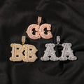 Customizable Initial Name Plate Hip Hop Necklace Bulk DIY Iced Crystal Thorns with Diamond Stones Brass Rope Chain Jewelry