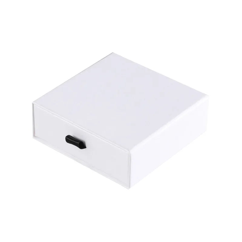 CSMD 9x9x3cm Chinese Manufacturer Customize Gift Packaging Cheap Price Black Tap Decoration Slide White Jewelry Box for Necklace