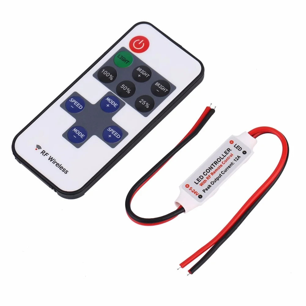 Mini  Led Dimmer Controller Rf 11Keys Remote Control Mono Single Color Dc5-24V Flexible 2835 Neon Light Dimmers