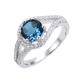 Abiding Jewelry Elegant Rings Blue Topaz Engagement 925 Sterling Silver Ring for Party