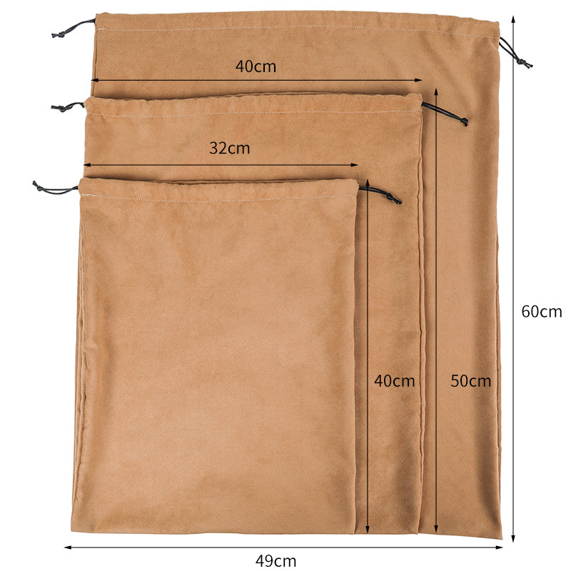 Wholesale Custom Print Logo Flannel Fabric Luxury Drawstring Velvet Dust Bags Fashion Clothing Garment Storage Suede Handbags
