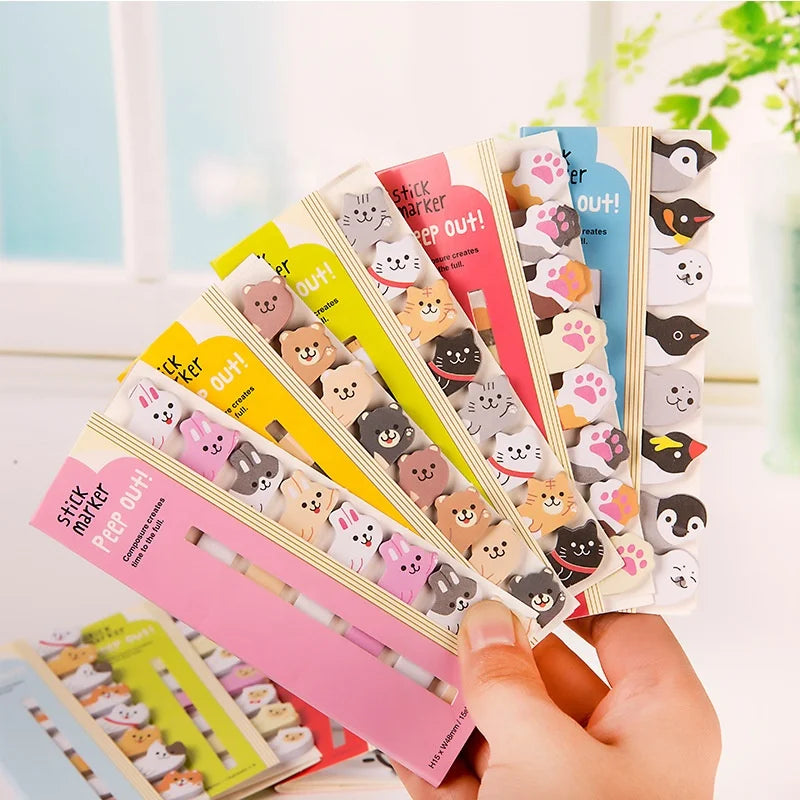 Creative Animal Self-Adhesive Kawaii Cute Paper Loose Leaf Notes Memo Pads for Office Use-Gift Set