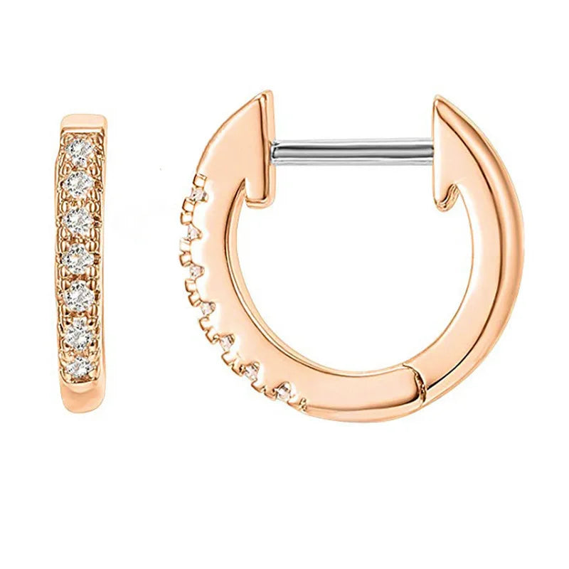 Women's Fashion Mini Huggie Cross Hoop Earrings Silver Stainless Steel with Crystal Pearl Diamond Set Gold Plated for Weddings