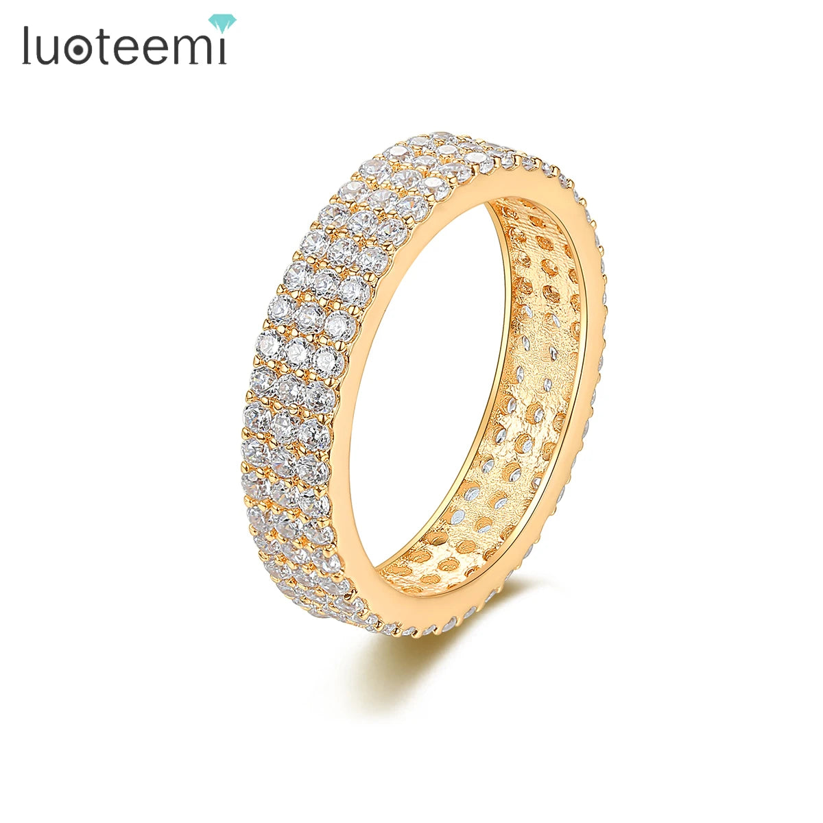 LUOTEEMI Fashion Baguette Cubic Zirconia Wedding Rings for Women Tiny Stone Party Rings Jewelry