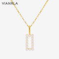 VIANRLA Pearl Jewelry Necklace 925 Sterling Silver 18k Gold Square Pendant Necklace Dainty Jewelry