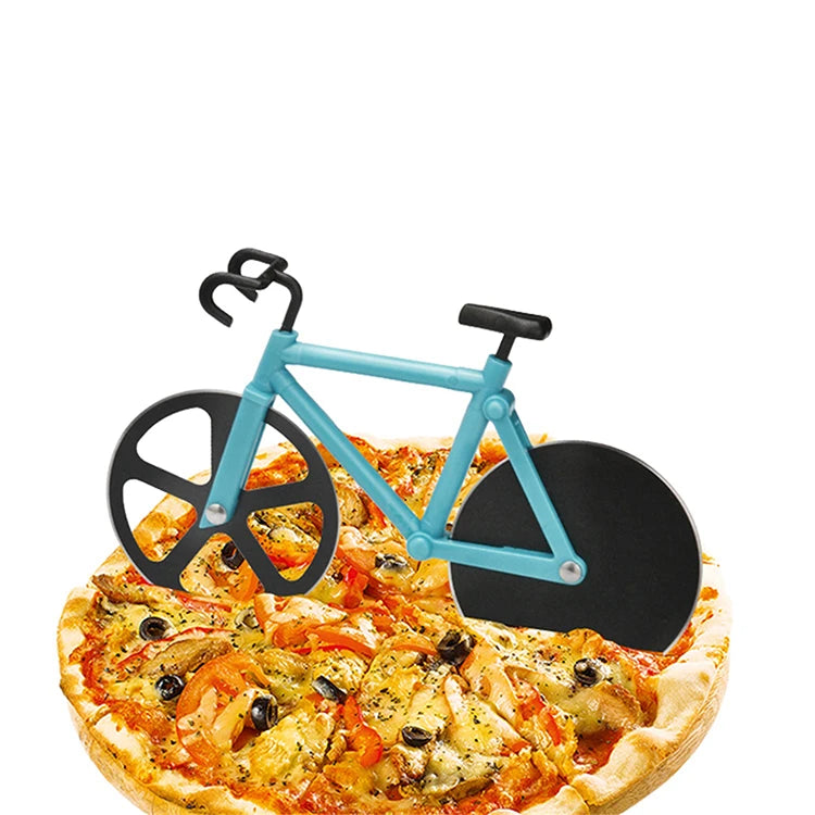 Creative Style 430 Stainless Steel Bicycle Pizza Cutter Eco-friendly Kitchen Utensil Set PP Plastic Grip Home Restaurant Use