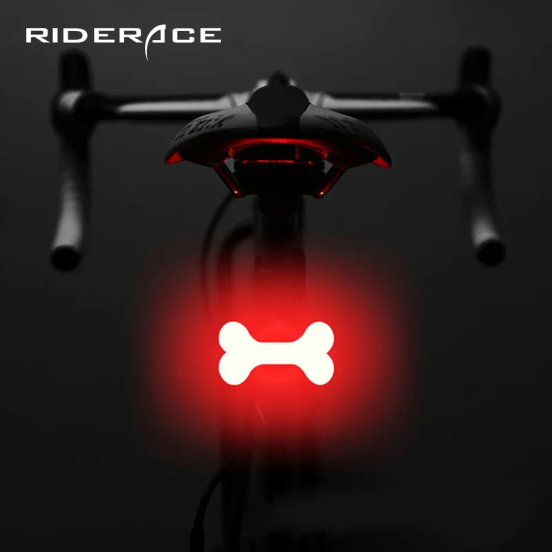 RIDERACE Smart Bicycle Tail Light Warning Light Various Rainproof LED Bike Rear Light USB Rechargeable COB Cycling Tail Lamp
