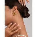 Ilona 18K Gold-Plated Stainless Steel Spiral Earrings European American Trendy High-Polished Stud Vortex Earrings