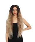 Sleek Wholesale Factory Supplier Heat Resistant T-Lace Long Hairline Kinky Curl Lace Front Wig Synthetic Hair Wigs for Women