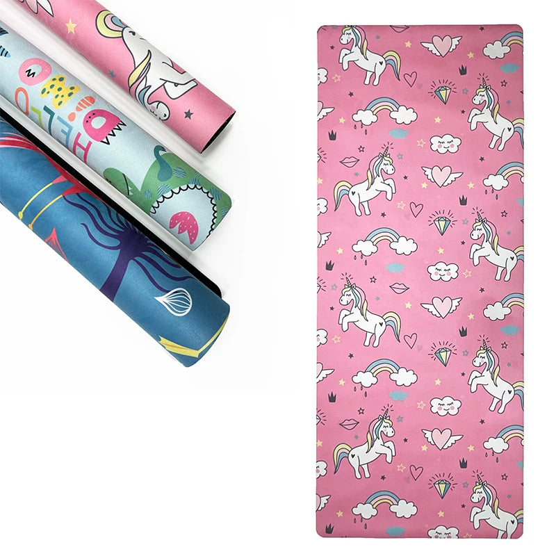 Promotional CPC Certified OEM Eco-Friendly Natural Rubber Anti-Slip Sweat Absorbent Cushioned Yoga Mat for Kids Teenagers 153cm