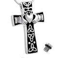 Vintage Stainless Steel Claddagh Cross Cremation Necklace Jewelry Memorial Pendant Cremation Ash Urn Souvenir Gift Celtic Cross