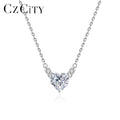 CZCITY CZ Stone Sterling Silver Chain Diamond S925 Woman Jewelry Iced Out Fashion Heart Pendant Necklace
