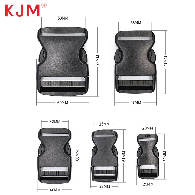 KJM Buckle Manufacturer Free Sample 1 Inch Black Pom Recycled Plastic Side Release Buckle Adjustable Tri-glide Slide and D Ring