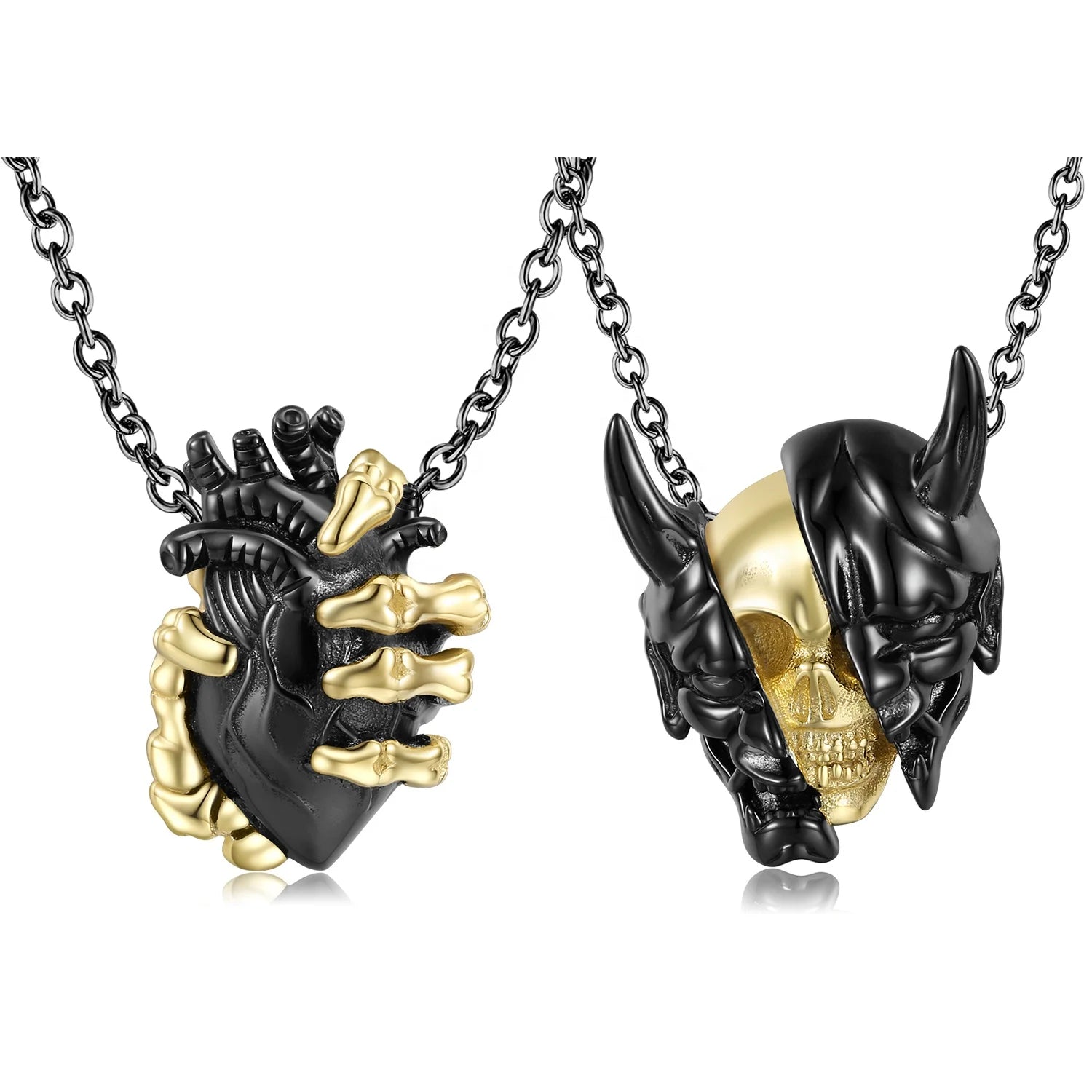 Heart Organ in Hand Pendant for Necklace 925 Sterling Silver the Two-Faced Skull Pendant Necklaces for Women Jewelry Wholesale