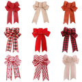 Christmas Buffalo Plaid Burlap Bows Holiday Wreath Bow DIY Crafts Rustic Jute Bowknot Ornaments for Christmas Tree Topper