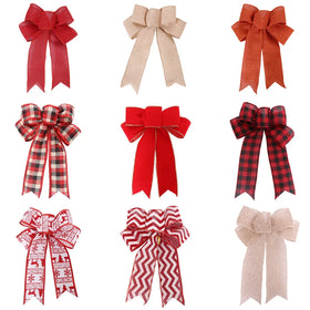Christmas Buffalo Plaid Burlap Bows Holiday Wreath Bow DIY Crafts Rustic Jute Bowknot Ornaments for Christmas Tree Topper