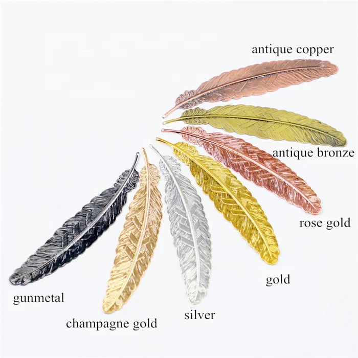 Chinese Classic Brass Metal Bookmark Feather Leaf Shape in Stock